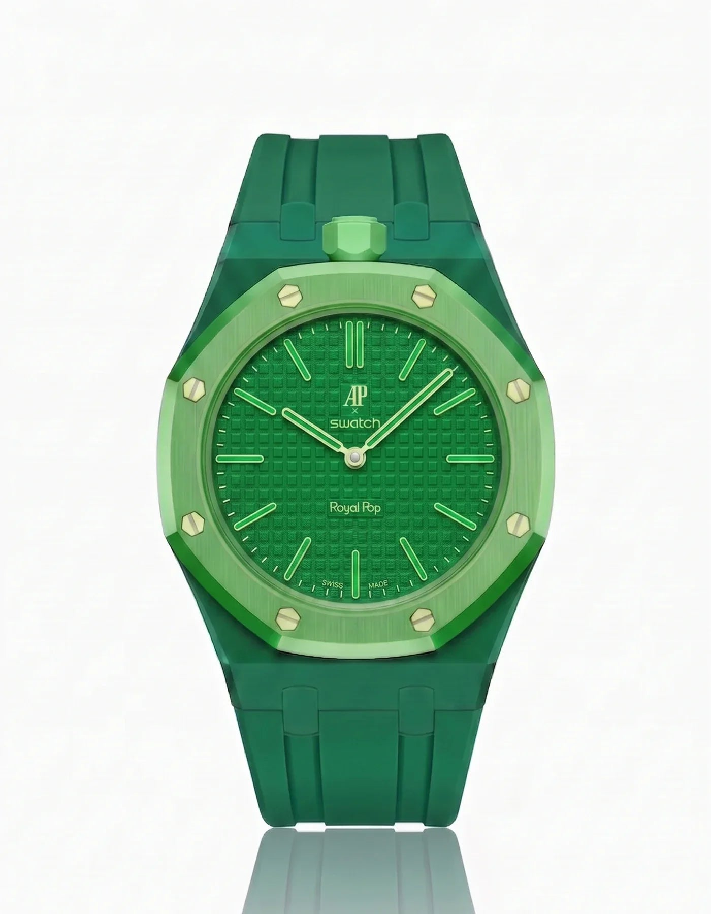 Rubber Strap & Case For AP x Swatch Royal Pop Green Eight